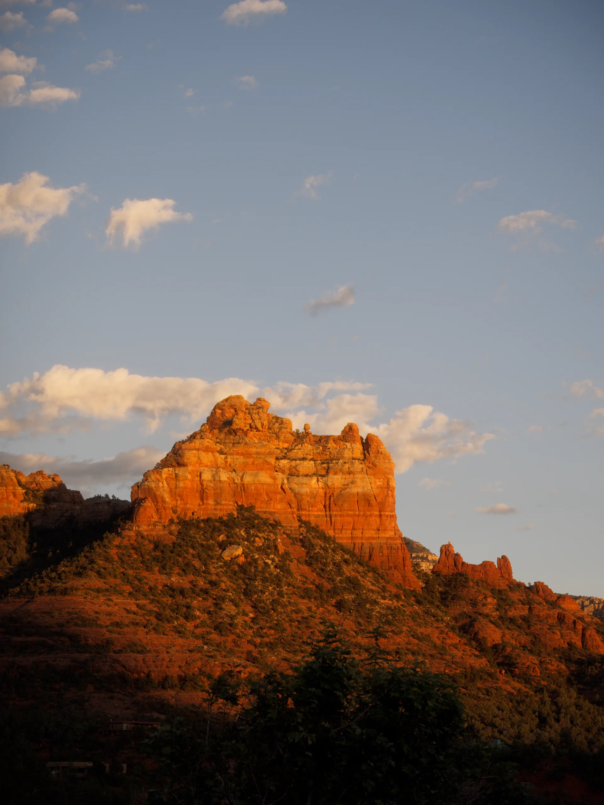 A butte catching the last light