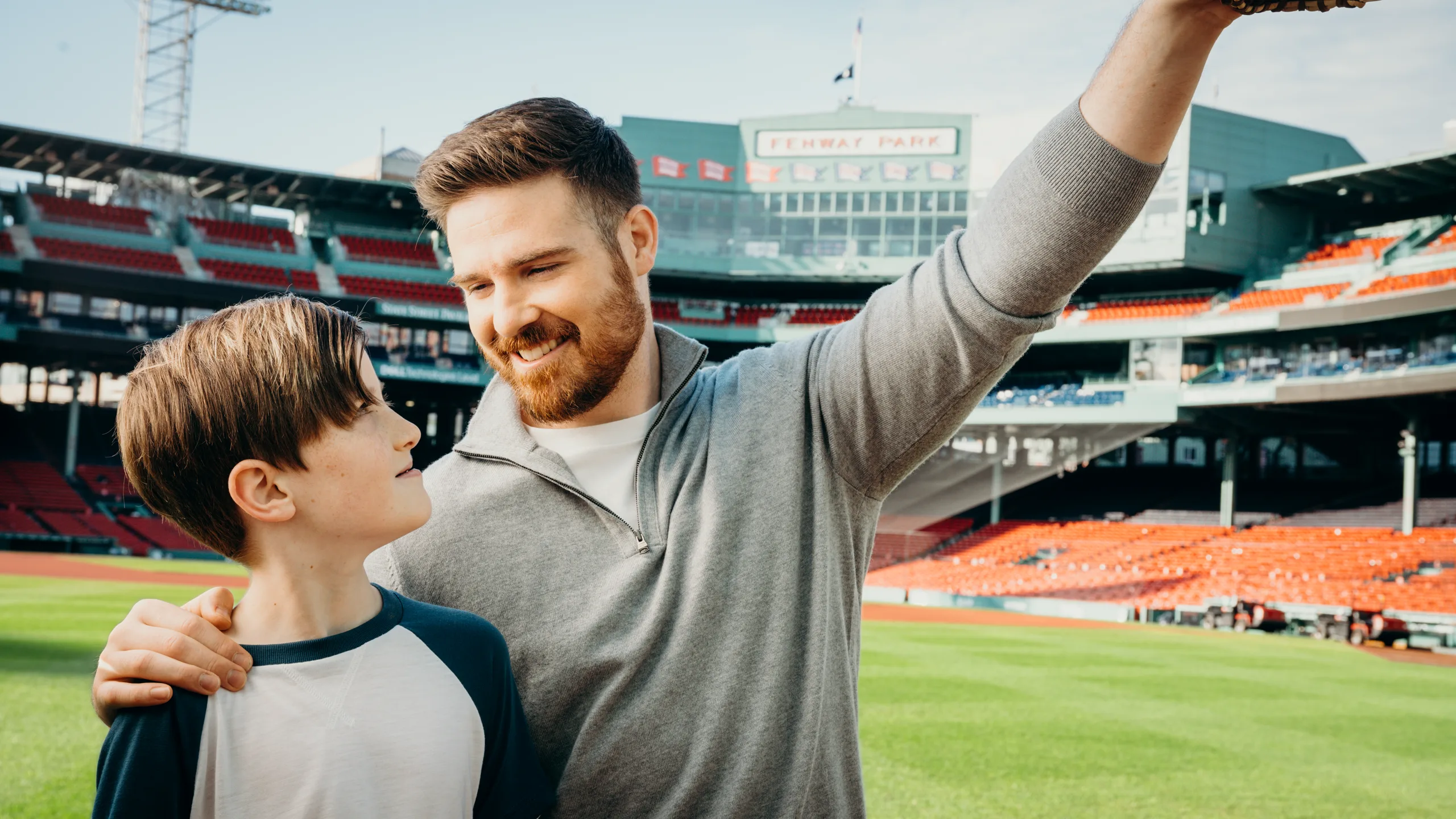 A father and son at Fenway Park